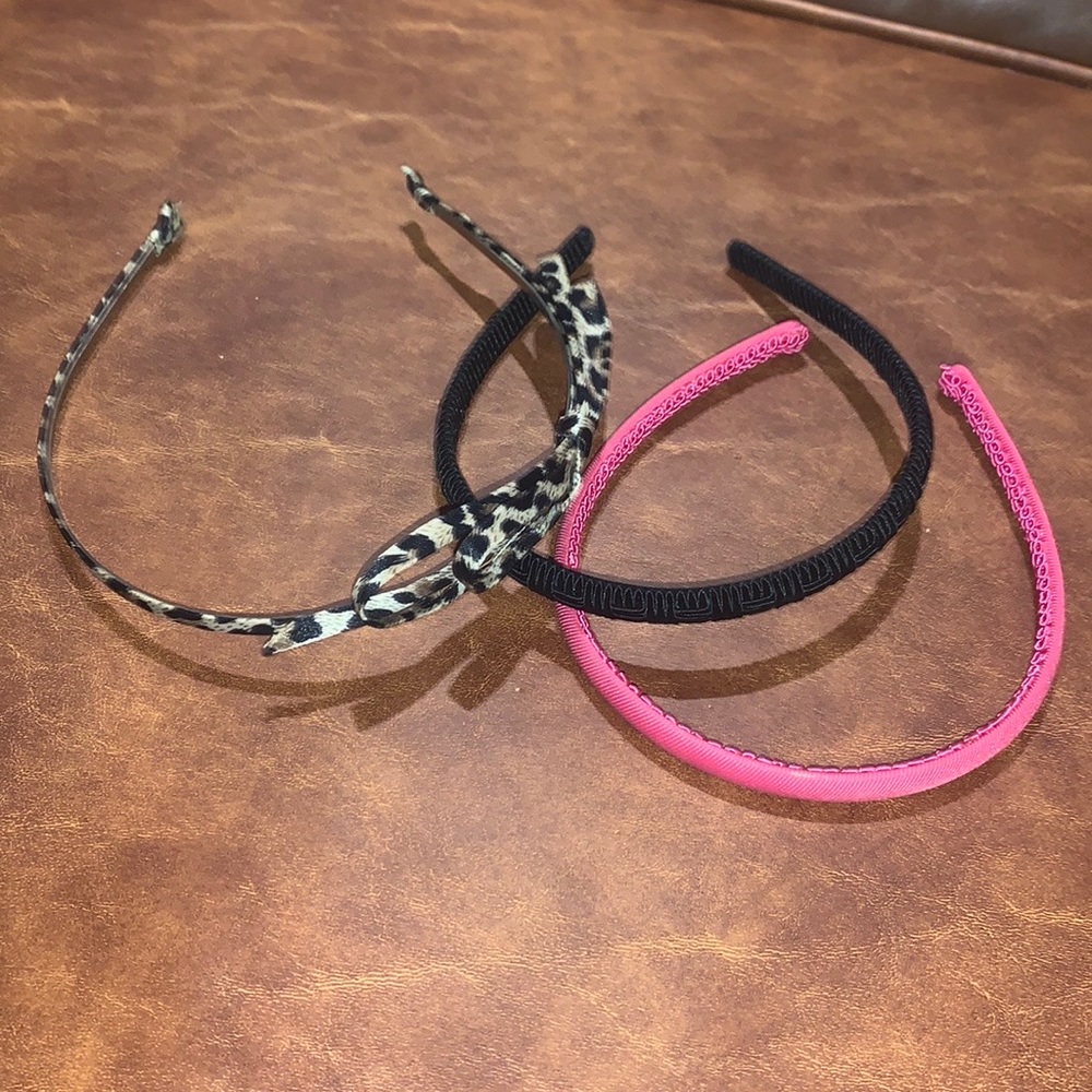 Set of three headband fabric designs: animal print with bow pink black